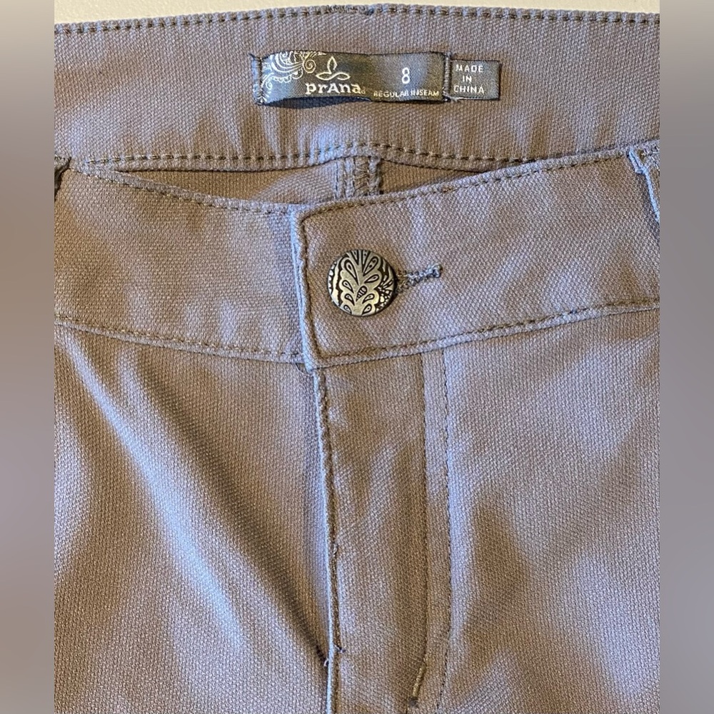 Prana Brenna Slim Moto-Panel Skinny Pants, Gray, size 8 - Picture 3 of 9